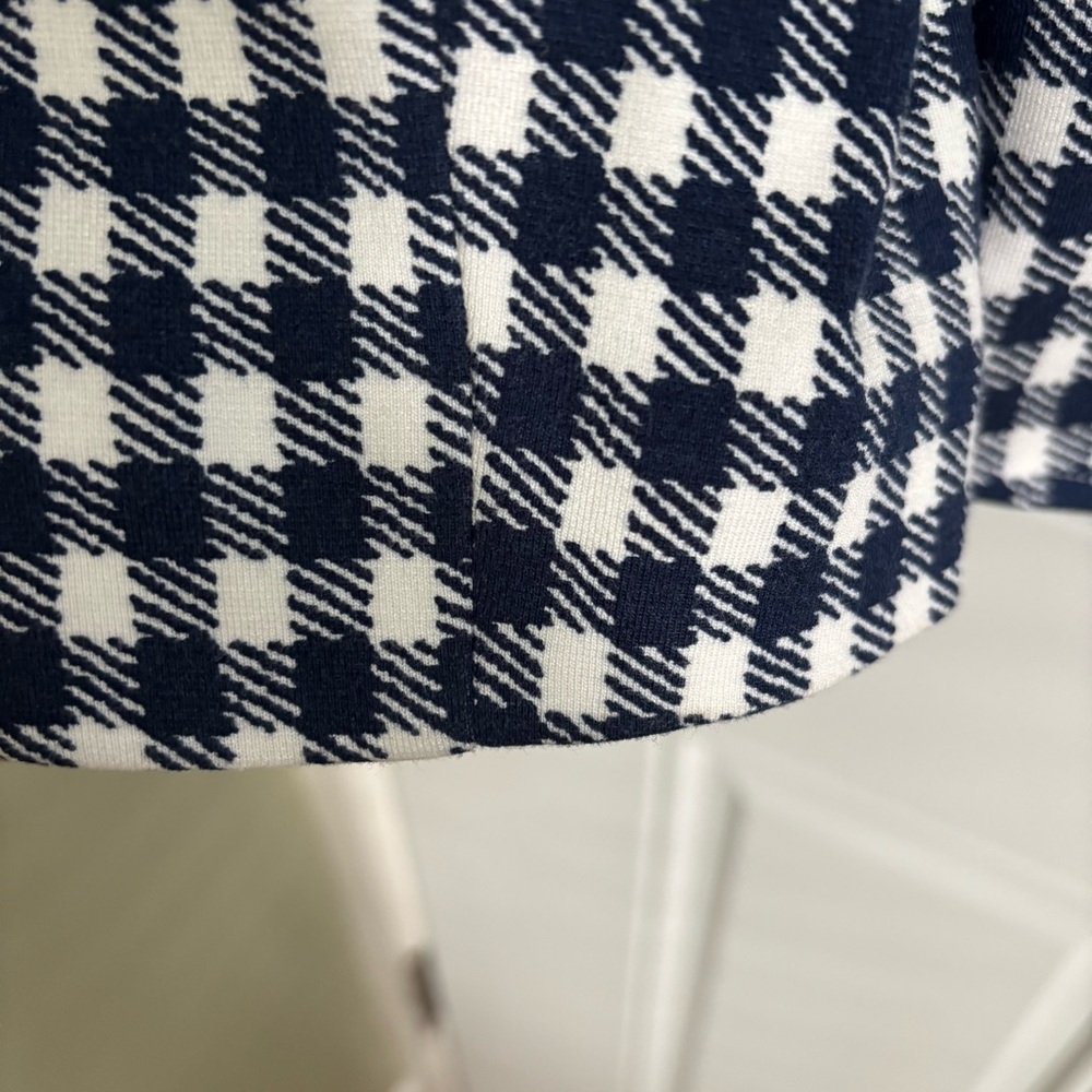 Chico’s Navy/White Gingham Checkered Knit Jacket, Size XL/16 - Picture 5 of 12